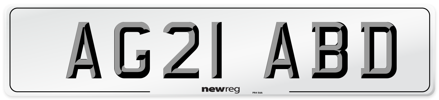 AG21 ABD Number Plate from New Reg